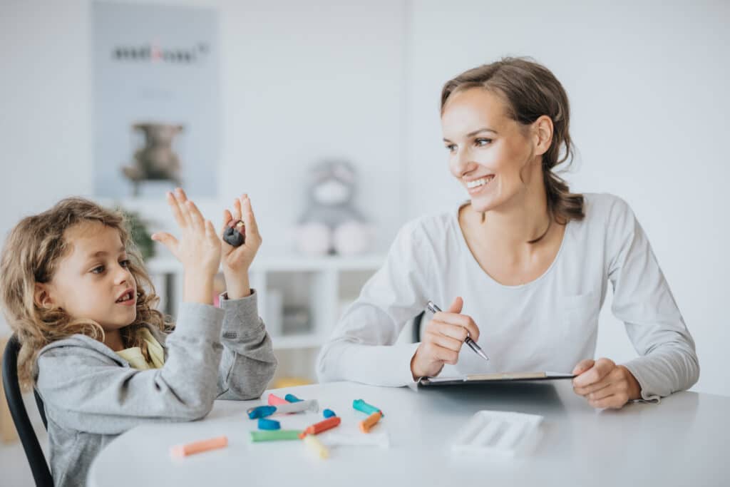 therapist working with child