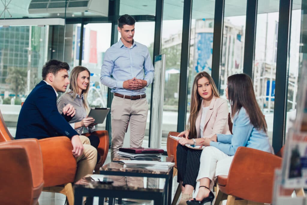 team meeting in office