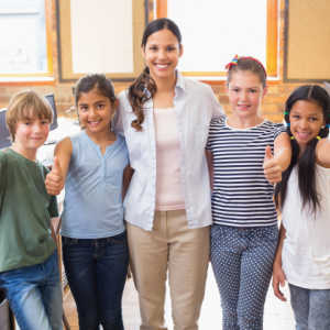 School teacher with children