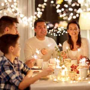 Festive gathering of people at a table