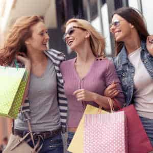 Three women on a shopping trip