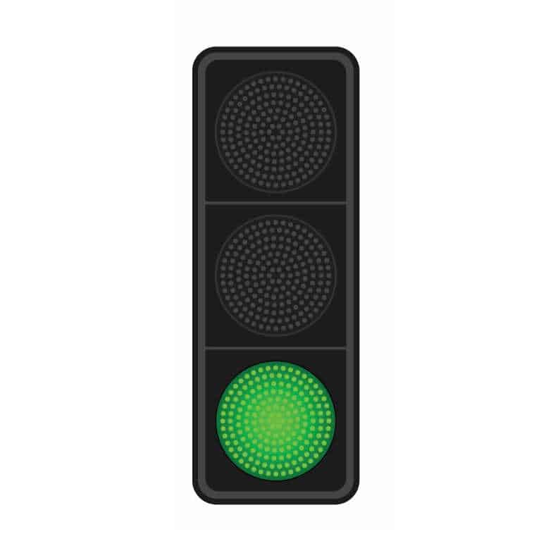Traffic light with green light on